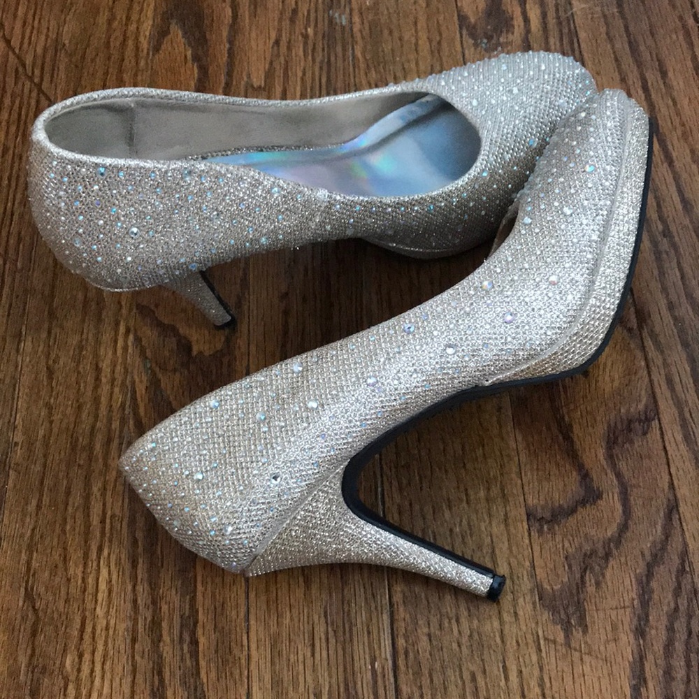 Gold sparkly heels